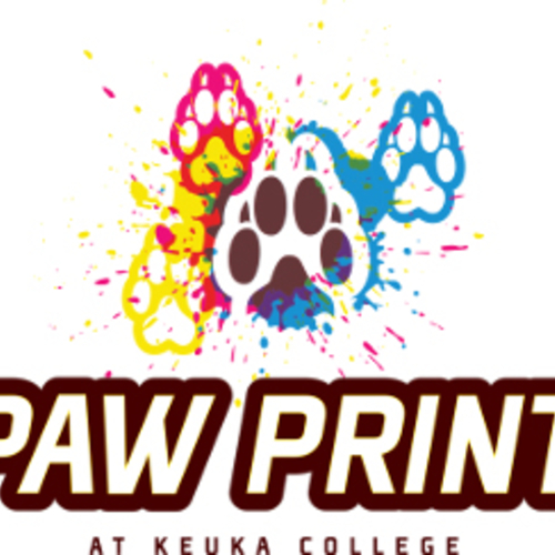 paw print graphics above the text Paw Print at Keuka College