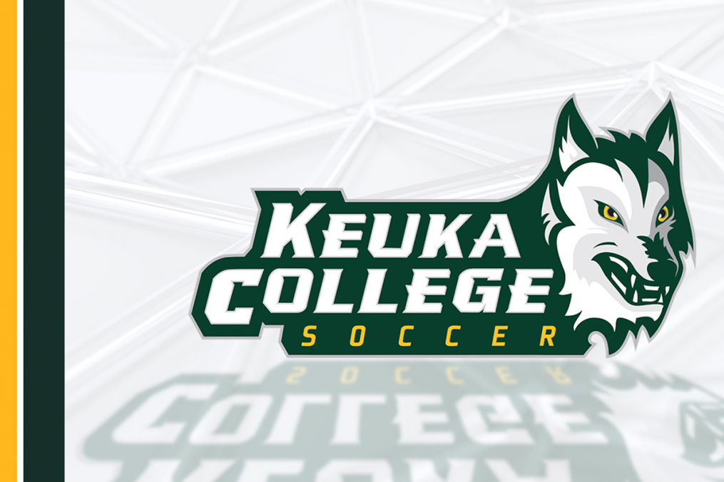Keuka College Soccer logo with a yellow and green border on the left side